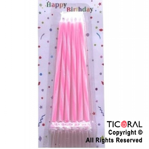 VELA RAYAS ROSAS 13 CM x 6 UNIDADES